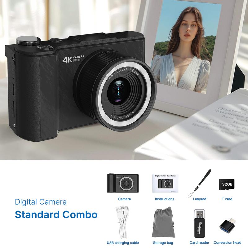 Lensiqo™ 4K Flip-Screen Digital Camera
