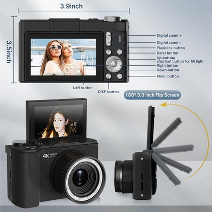 Lensiqo™ 4K Flip-Screen Digital Camera